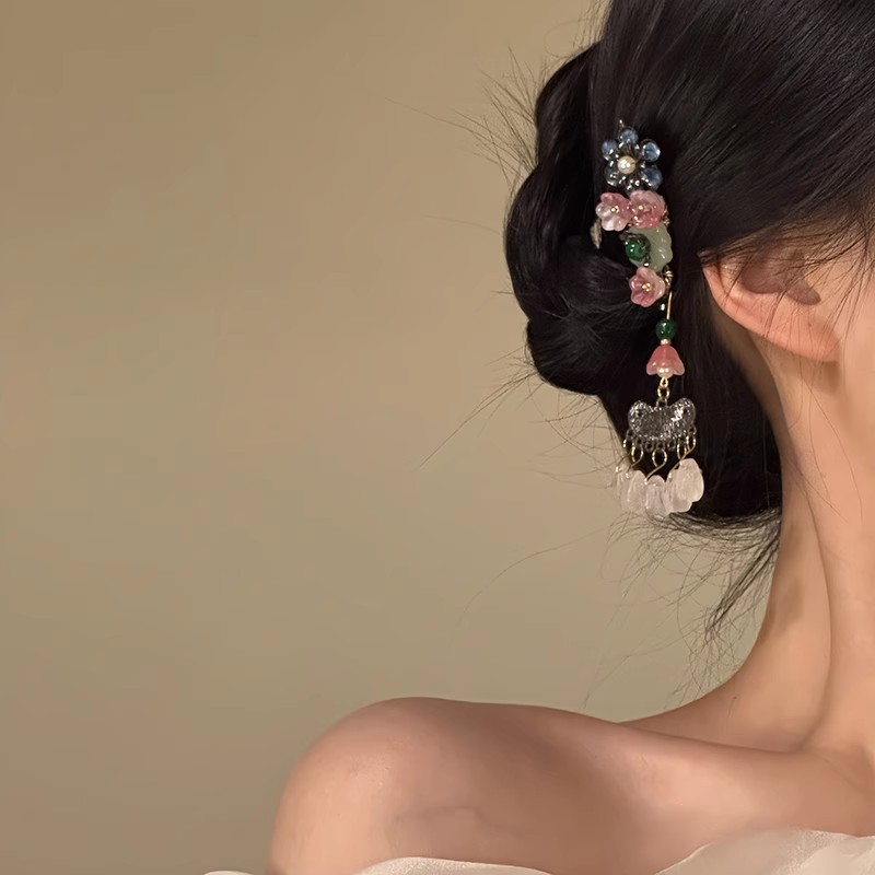 Kẹp Tóc Retrô Hoa Tua Rua - Phụ Kiên Thanh Lịch Cho Nữ