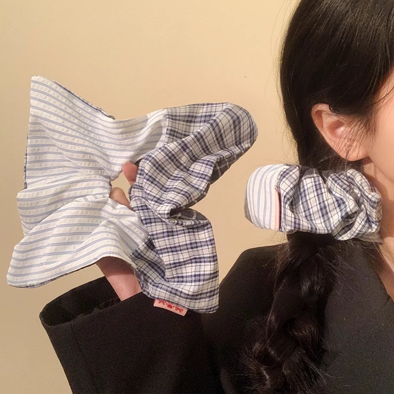 Nhẫn Tóc Kẻ Sọc Scrunchie Phong Cách Hàn Quốc, Dành Cho Tóc Nữ Nhẹ Nhàng