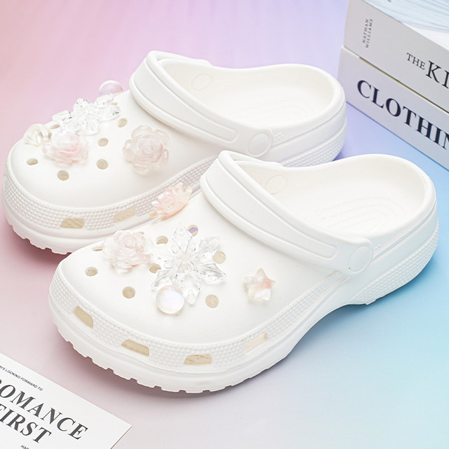 Thích hợp cho Crocs: phụ kiện hoa pha lê, bông tuyết, hoa lỗ cao cấp, có thể tháo rời, phong cách Zhibixing, Busch