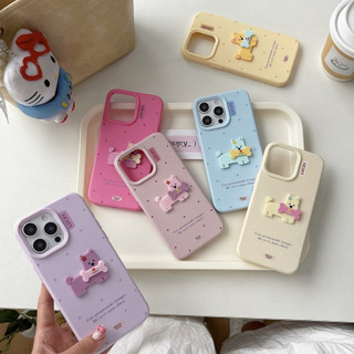 Màu Kẹo Hoạt Hình Dễ Thương 3D Xương Chó Con Sóng Điểm Ốp Lưng Điện Thoại iPhone 17Promax 16Promax 16Pro 12 13 14 15 Pro Max 11 15Plus Silicon Chống Sốc Nữ Vỏ Di Động
