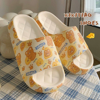 Xixitiao Mùa Hè Phong Cách Mới eva Mềm Đế Dày Nhà Dễ Thương Phô Mai Gấu Dép Nữ