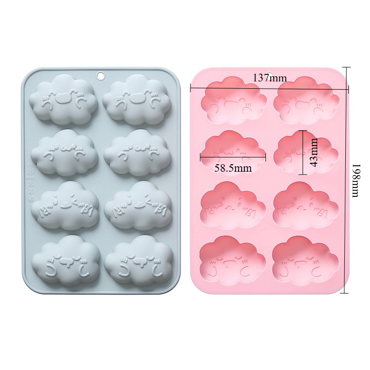 8 Khoang Biểu Hiện Hình Đám Mây Bánh Khuôn Silicon Khuôn Socola Khuôn Kẹo Hương Liệu Thạch Cao Handmade Xà Phòng Khuôn DIY