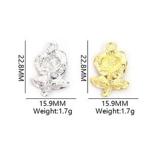 10 Chiếc Lãng Mạn Tạo Kiểu Hoa Hồng Nhỏ Giọt Dầu Hợp Kim Quyến Rũ Với Kim Cương Giả, Vòng Cổ Cặp Đôi Vòng Tay Móc Khóa Túi Phụ Kiện DIY 5 Màu Mặt Dây Hoa - Lý Tưởng Cho Ngày Lễ Tình Nhân