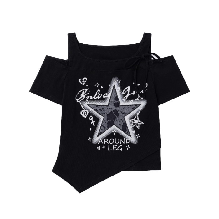Crop Top Y2K Phong Cách Mỹ, Áo Thun Gợi Cảm, Thời Trang Dạo Phố Mùa Hè