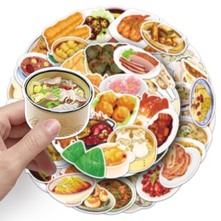 Bộ 50 Truyền Thống Trung Quốc Ẩm Thực Hoạt Hình Dán Điện Thoại Sổ Lưu Niệm Trang Trí Miếng Dán Đồ Chơi Trẻ Em