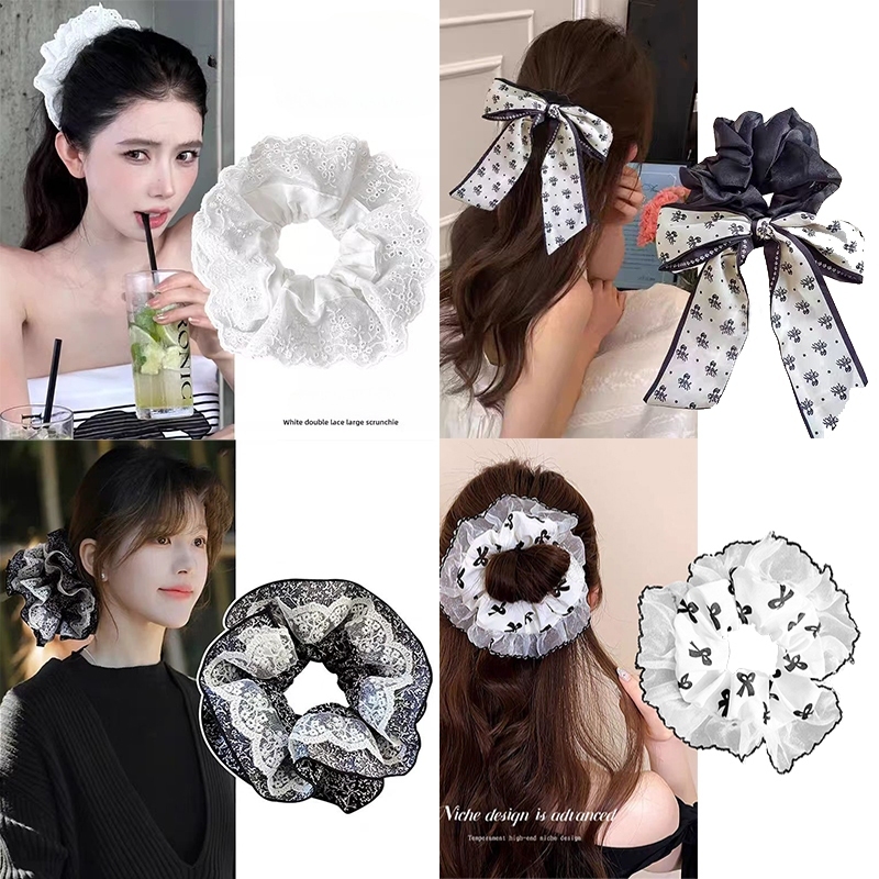 Dây buộc tóc scrunchy Hàn Quốc với hạt ngọc trai cao cấp