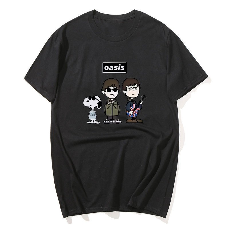 Áo Thun Tay Ngắn Retro Punk Rock Hình Snoopy Từ OASIS Ban Nhạc, Phù Hợp Nam Nữ