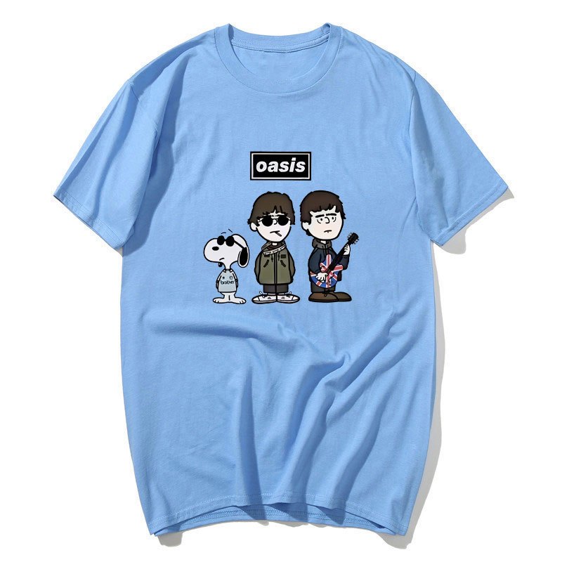 Áo Thun Tay Ngắn Retro Punk Rock Hình Snoopy Từ OASIS Ban Nhạc, Phù Hợp Nam Nữ