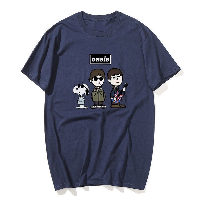 Áo Thun Tay Ngắn Retro Punk Rock Hình Snoopy Từ OASIS Ban Nhạc, Phù Hợp Nam Nữ