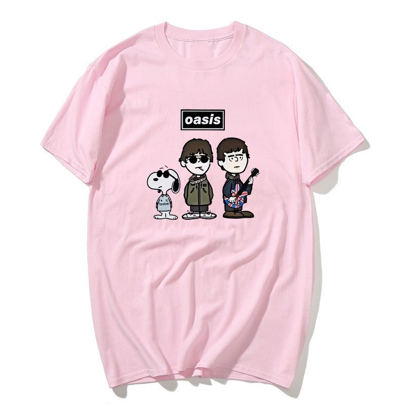 Áo Thun Tay Ngắn Retro Punk Rock Hình Snoopy Từ OASIS Ban Nhạc, Phù Hợp Nam Nữ