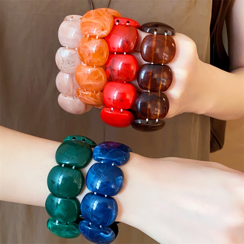 Vòng tay nữ đính đá acrylic cổ điển thời trang, thiết kế đơn giản và đàn hồi