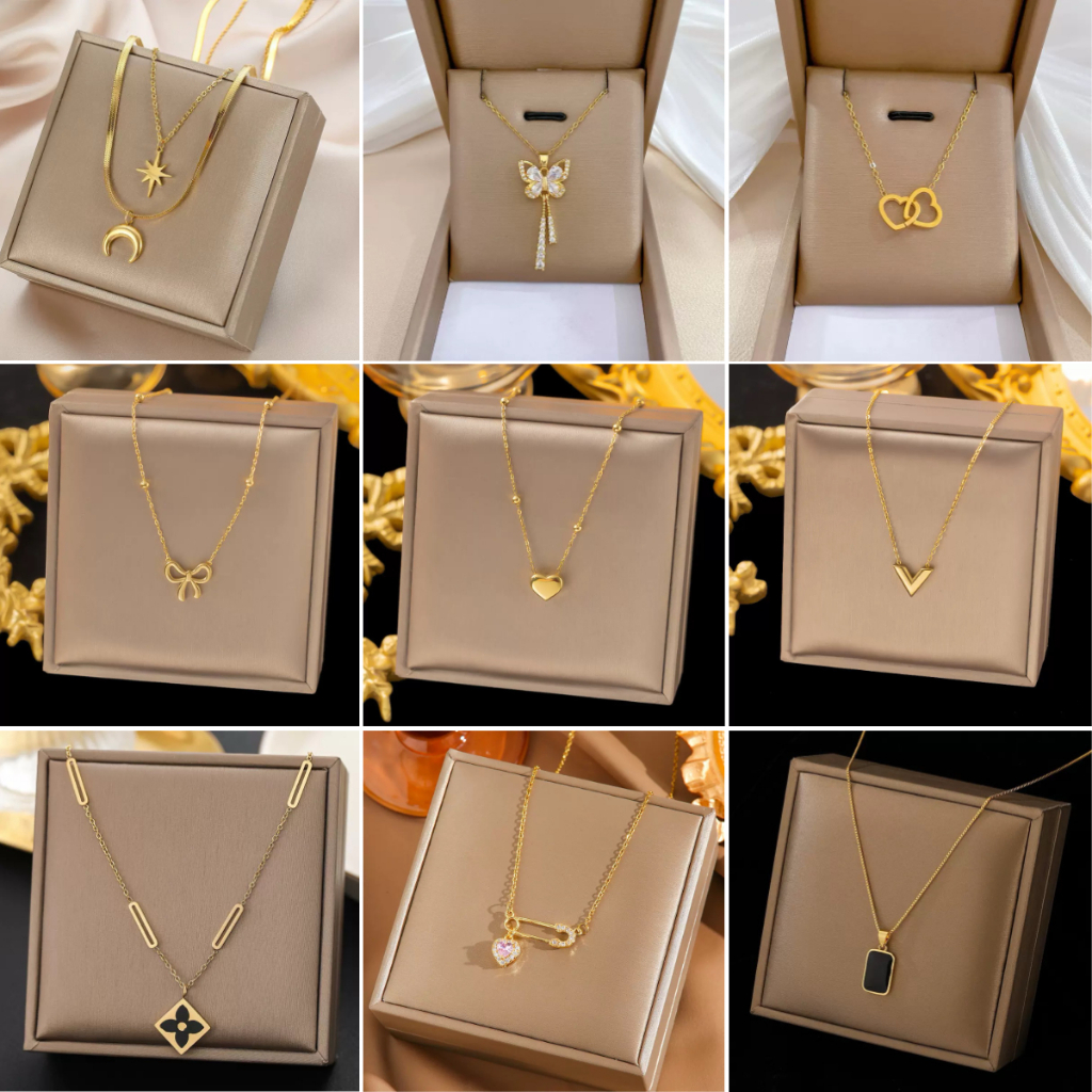 Đơn giản phù hợp với mọi trận đấu Vòng cổ tình yêu bằng thép titan mạ vàng 18K thời trang nữ Mặt dây chuyền bướm độc đáo
