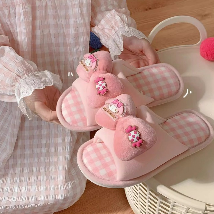 Xixitiao Dép Sanrio Nữ Dễ Thương HelloKitty Nhà Vải Lanh Cotton Đế Mềm