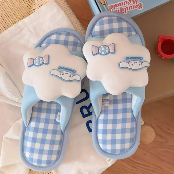 Xixitiao Dép Sanrio Nữ Dễ Thương HelloKitty Nhà Vải Lanh Cotton Đế Mềm