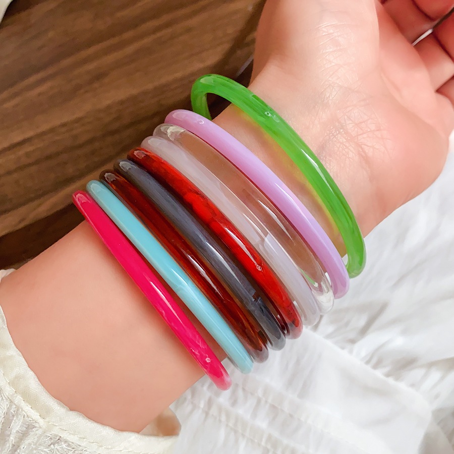 Vòng tay acrylic gradient mỏng tròn - Thiết kế đơn giản và thời trang, phù hợp sử dụng hàng ngày