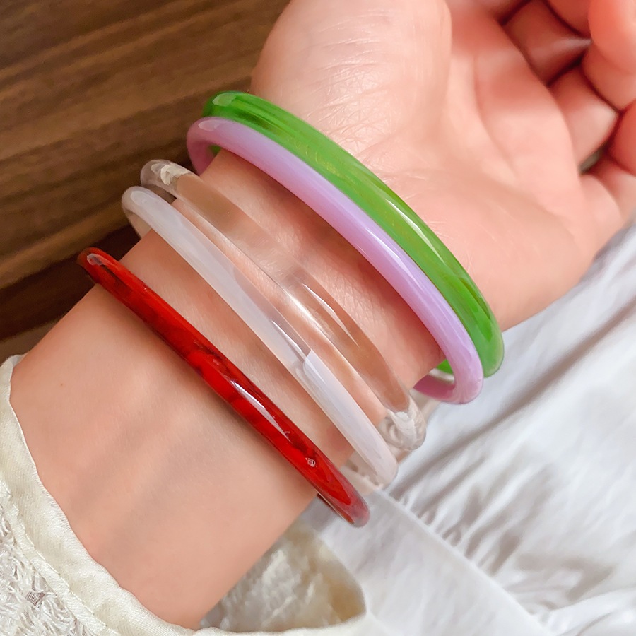 Vòng tay acrylic gradient mỏng tròn - Thiết kế đơn giản và thời trang, phù hợp sử dụng hàng ngày
