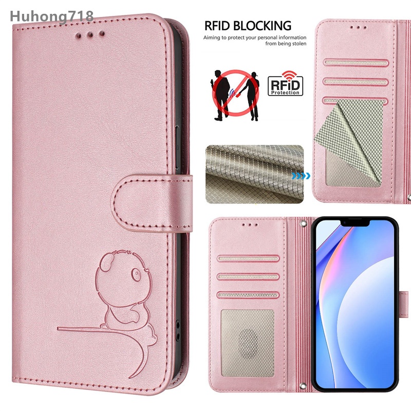 Dành Cho Iphone 14 15 16 17 Plus Air Pro Max Ốp Lưng Điện Thoại Da PU RFID Chặn Gấp Ví Khe Cắm Thẻ Lật Bao