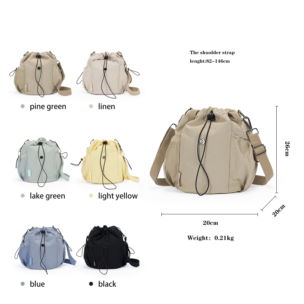 [Durlapue]Túi đeo chéo dây rút bằng nylon thông thường mùa hè mới dành cho nữ