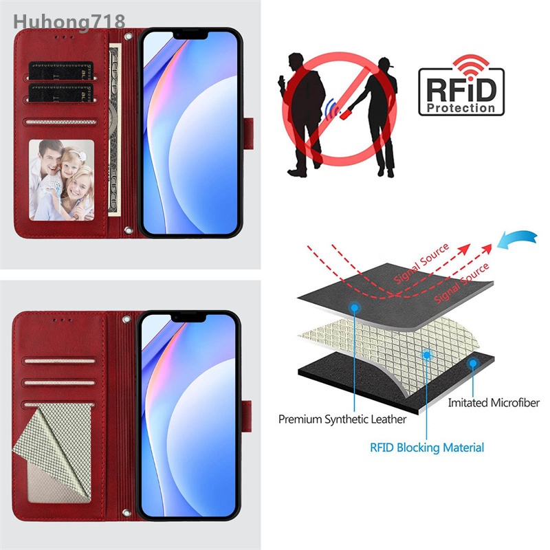 Dành Cho Xiaomi 15 14 13 Ultra 13T 14T 15S 15T Pro Ốp Điện Thoại Da PU RFID Chặn Gấp Ví Khe Cắm Thẻ Lật Bao