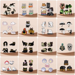 Bộ 5 Ghim Cài Áo Tráng Men Mèo Hoạt Hình / Cốc Kem / Hành Tinh / Hành Tinh Dễ Thương Làm Quà