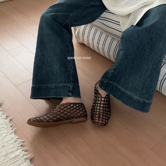 Giày Sandal XIXITIAO Flat Trong Suốt Thời Trang Nữ Phong Cách Mới Đi Biển Kỳ Nghỉ