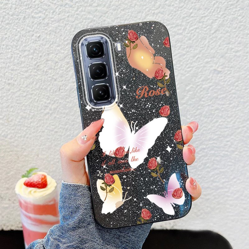 Ốp Điện Thoại YBD Cho Infinix Hot 60i Hot 60 Pro + Hot 50 Pro + X6726 X6728 X6728B X685 X6886 Bướm Vườn Hoa Hồng TPU Vỏ Cứng