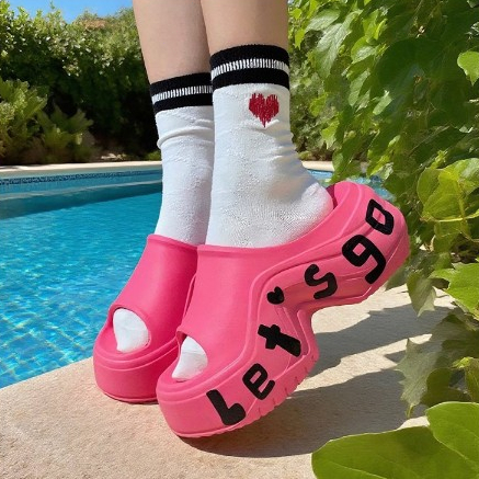 XIXITIAO Dép Dép Đế Dày Cao Cấp 7CM Chữ Nữ Thời Trang Mùa Hè Đi Biển