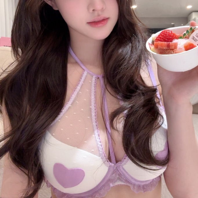 Bộ đồ lót Gạc đẩy dày cổ dây màu tím