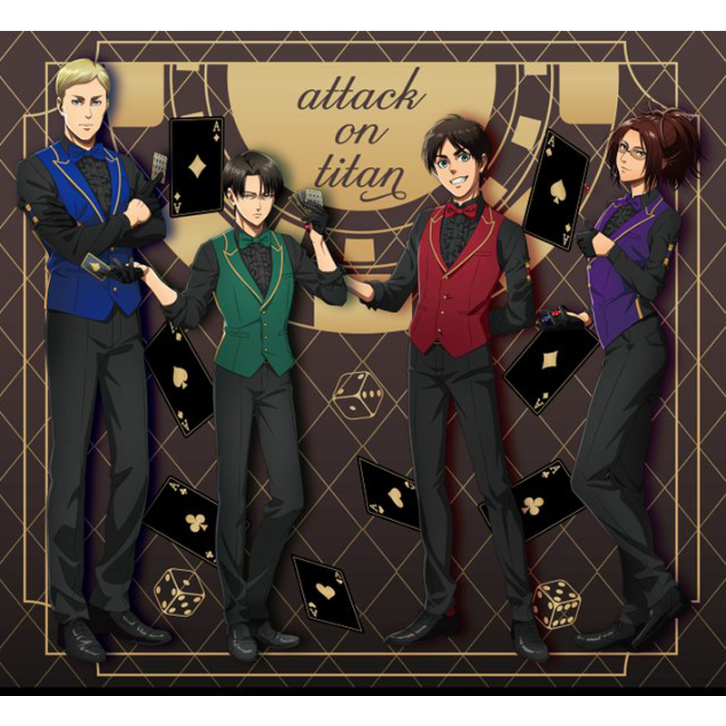 Attack on Titan Acrylic Stand Eren Levi Hange Poker Style Fan-made Anime Hình Sưu Tập Dành Cho Người Hâm Mộ