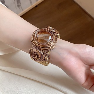 Vòng tay mở pha lê hình vuông với thiết kế Châu Âu và Mỹ, trang sức đơn giản và thanh lịch dành cho nữ