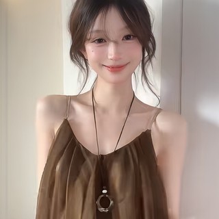 Hạt gỗ tròn mặt dây chuyền phong cách retro dân tộc, thiết kế đơn giản, phù hợp với áo len nữ