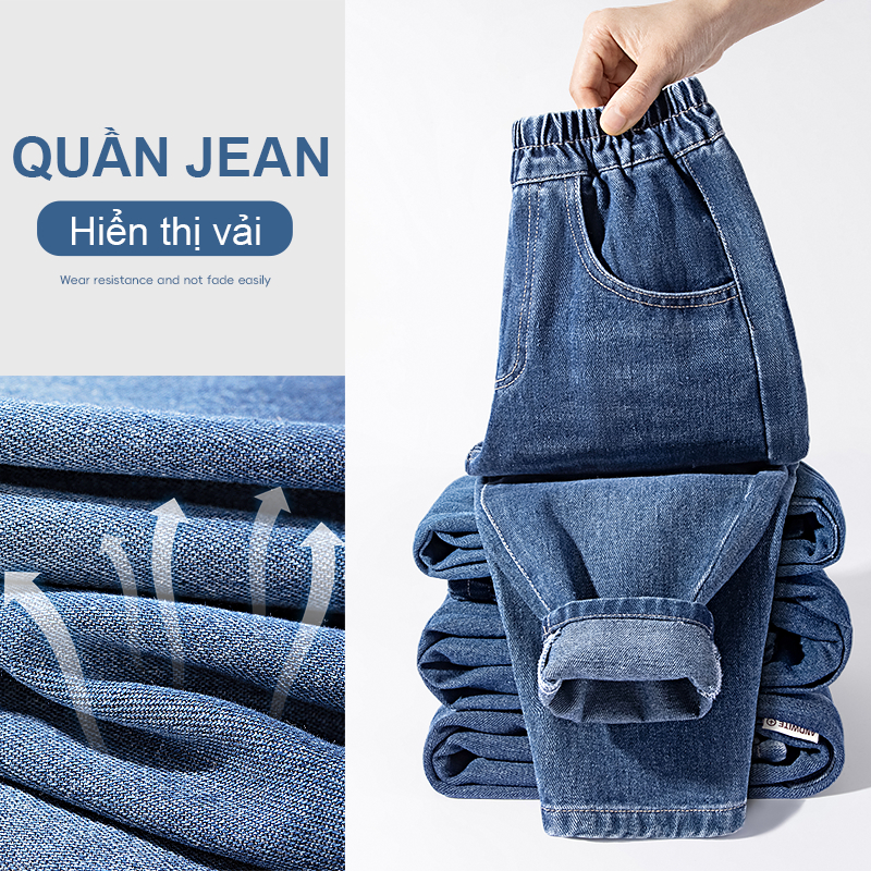 Quần jean bé trai , Quần màu trơn phong cách mùa xuân thu, giản dị thoải mái khi in chữ