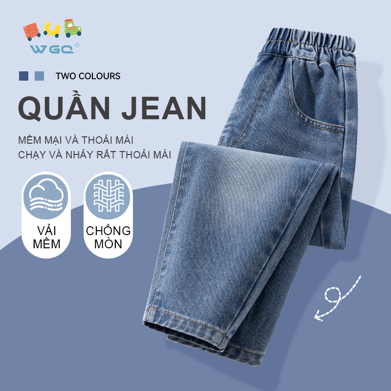 W.G.Q Quần jean bé trai, thời trang cổ điển thoáng khí thoải mái, thích hợp cho trang phục đi học