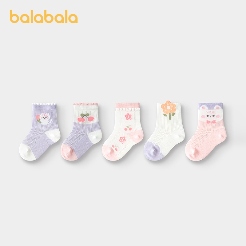 Balabala Bé Mùa Hè Lưới Mỏng Thoáng Khí Tất Cho Trẻ Sơ Sinh 5 Đôi Mềm Mại Thoải Mái Co Giãn Hàng Ngày Mặc Đến Mắt Cá Chân Tất Đi Học Tất Cotton Thể Thao Cho Bé