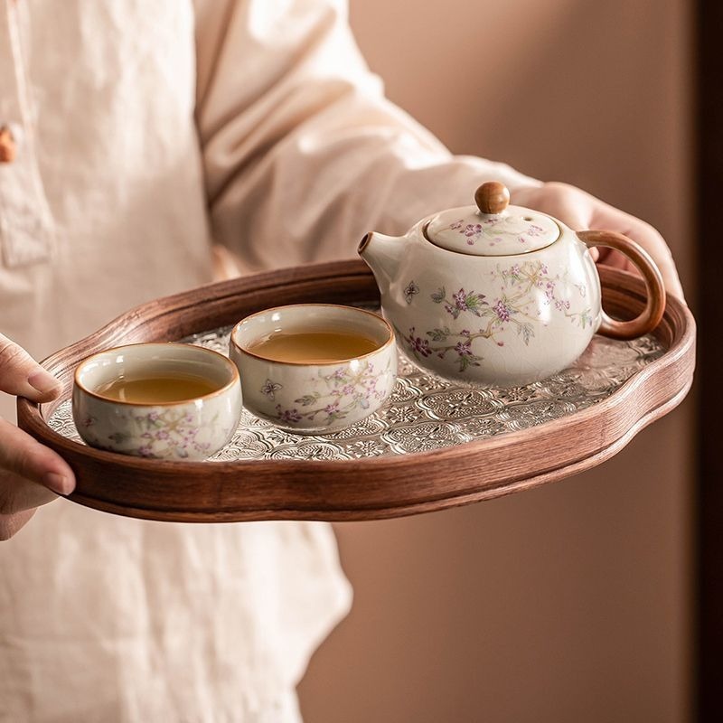 ✨Bộ Trà Gốm Ru Kiln & Ấm Trà & Bộ Trà Kung Fu Trung Quốc & Một Nồi Hai Cốc & Lát Gốm Văn Phòng / Bộ Trà Giải Trí Gia Đình