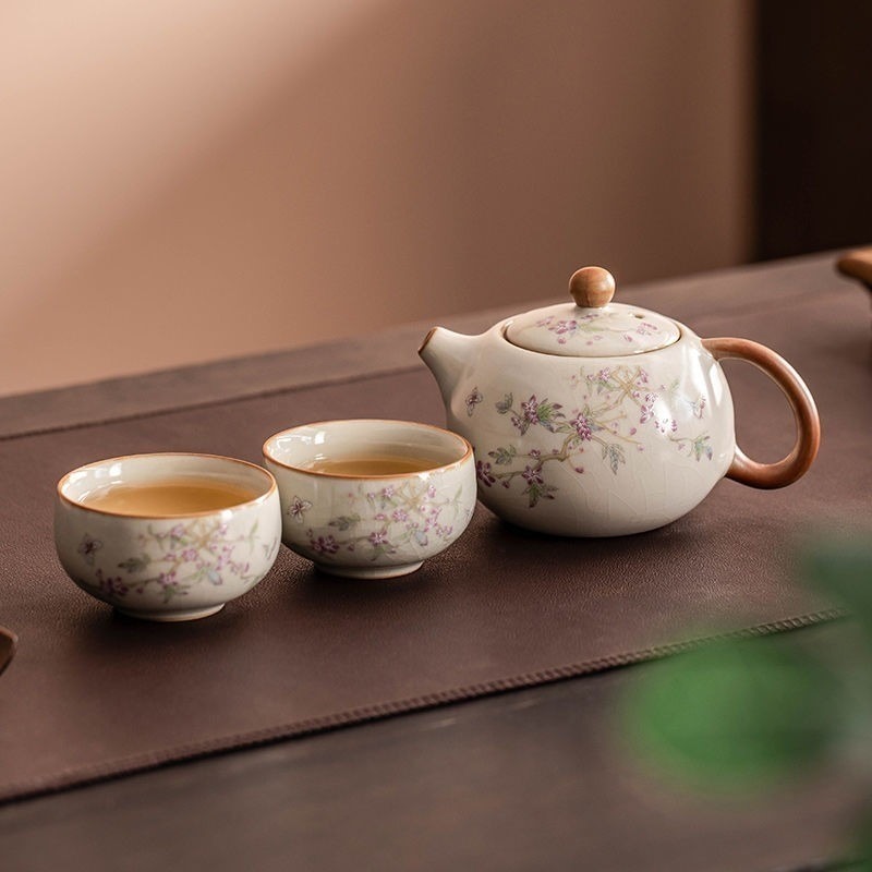 ✨Bộ Trà Gốm Ru Kiln & Ấm Trà & Bộ Trà Kung Fu Trung Quốc & Một Nồi Hai Cốc & Lát Gốm Văn Phòng / Bộ Trà Giải Trí Gia Đình