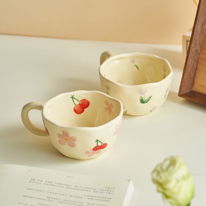 ✨Sữa Màu Vàng Tay Không Đều Gốm Cốc Cà Phê Bột Yến Mạch Ăn Sáng Cốc Sữa
