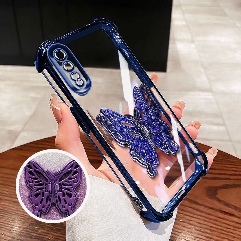 Vỏ YBD Cho Vivo S1 1907 Vivo IQOO NEO Bướm Rỗng KT Gương Giá Đỡ Mỏng Trong Suốt Vỏ Điện Thoại