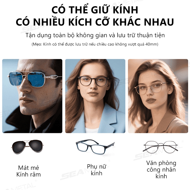 Hộp đựng kính ô tô SEAMETAL Công tắc báo chí di động Tấm che nắng ô tô Giá đỡ kính râm ABS có nắp đậy Hộp kính đa năng