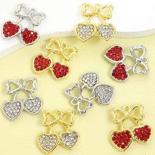 10 Chiếc Thời Trang Đỏ & Trắng Kim Cương Giả Inlay Lấp Lánh Anh Đào Quyến Rũ, Mùa Hè Sống Động Tạo Kiểu Trái Cây Hợp Kim Kẽm Mặt Dây Chuyền Cho DIY Cô Gái Ngọt Ngào Chuỗi Xương Đòn Vòng Cổ Bông Tai Móc Khóa