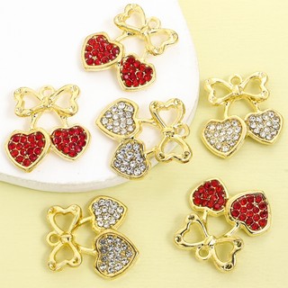 10 Chiếc Thời Trang Đỏ & Trắng Kim Cương Giả Inlay Lấp Lánh Anh Đào Quyến Rũ, Mùa Hè Sống Động Tạo Kiểu Trái Cây Hợp Kim Kẽm Mặt Dây Chuyền Cho DIY Cô Gái Ngọt Ngào Chuỗi Xương Đòn Vòng Cổ Bông Tai Móc Khóa