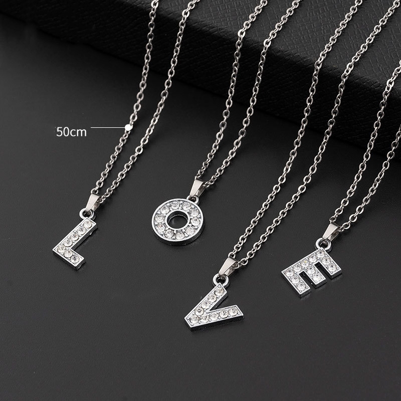 Vòng cổ kim cương 26 ký tự bằng bạc, phù hợp làm quà tặng cho bạn gái và bạn bè