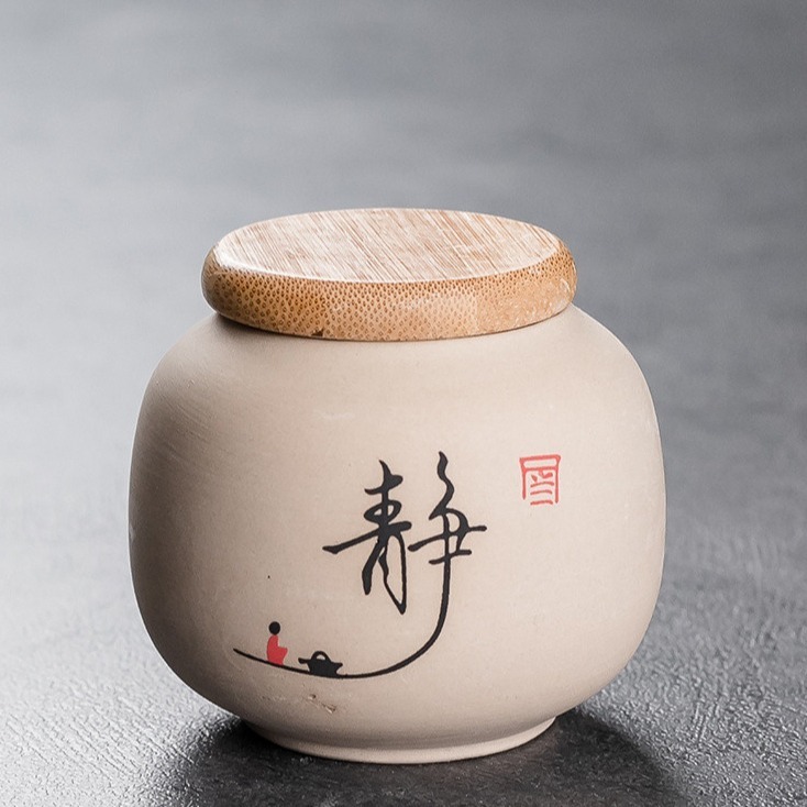 ✨[Khuyến nghị độc quyền] Trà gốm Caddy Hộ gia đình kín Caddy Bảo quản trà chống ẩm Caddy Lưu trữ đất sét nhỏ di động