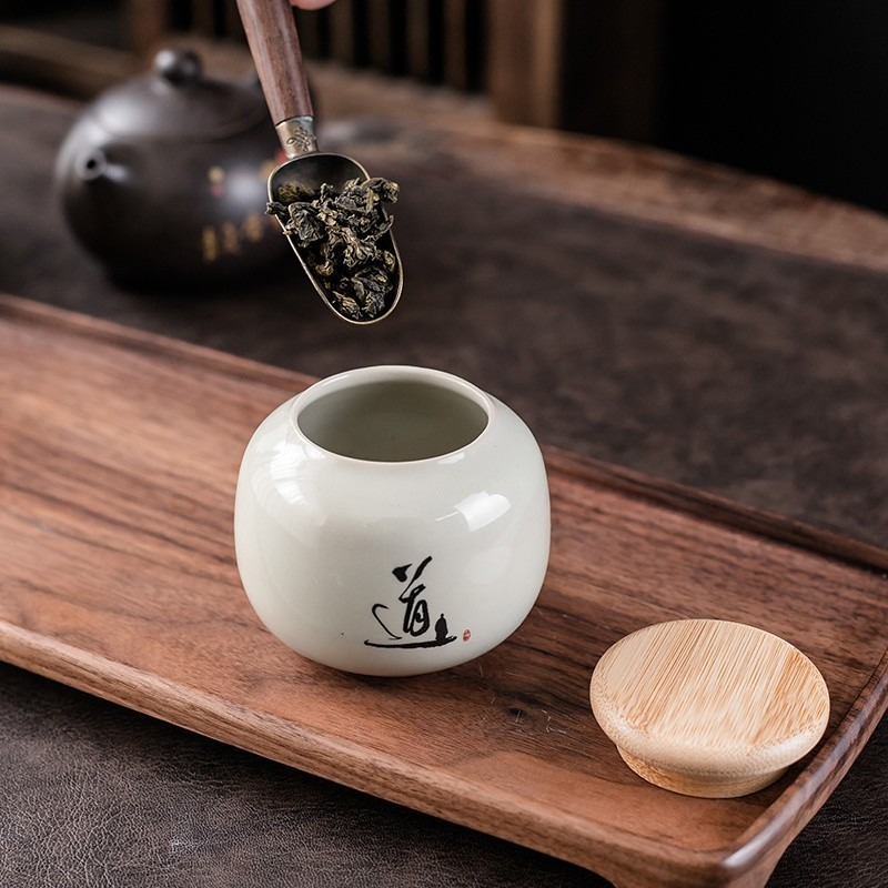 ✨[Khuyến nghị độc quyền] Trà gốm Caddy Hộ gia đình kín Caddy Bảo quản trà chống ẩm Caddy Lưu trữ đất sét nhỏ di động