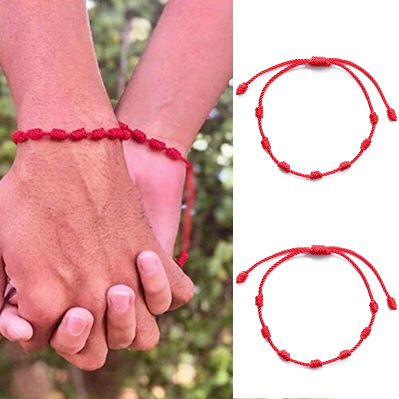 Vòng tay dệt tay màu đỏ - 1 / 2 chiếc Dây màu đỏ may mắn có thể điều chỉnh - Dây đeo cổ tay nam nữ