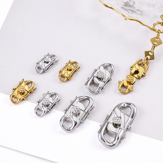 18K Thật Mạ Vàng Tinh Tế Thép Không Gỉ Kẹp Trang Sức Khóa Cuba Dây Xích Nút DIY Trang Sức Làm Đồ Dùng