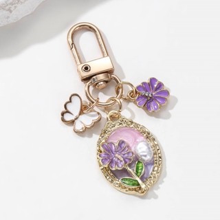 1 Chiếc Hoa Xinh Đẹp Ngọc Trai Bướm Men Hoạt Hình Phong Cách Baroque Thực Vật Móc Khóa Cho Tình Bạn Quà Tặng Trang Sức