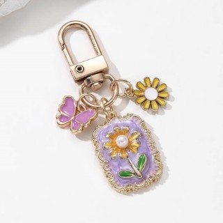 1 Chiếc Hoa Xinh Đẹp Ngọc Trai Bướm Men Hoạt Hình Phong Cách Baroque Thực Vật Móc Khóa Cho Tình Bạn Quà Tặng Trang Sức