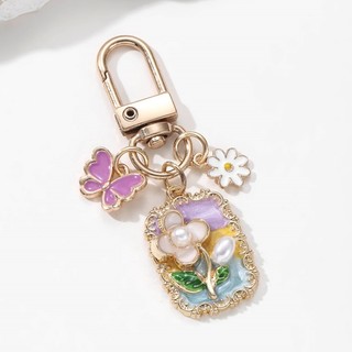 1 Chiếc Hoa Xinh Đẹp Ngọc Trai Bướm Men Hoạt Hình Phong Cách Baroque Thực Vật Móc Khóa Cho Tình Bạn Quà Tặng Trang Sức