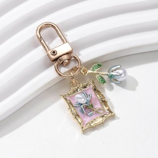 1 Chiếc Hoa Xinh Đẹp Ngọc Trai Bướm Men Hoạt Hình Phong Cách Baroque Thực Vật Móc Khóa Cho Tình Bạn Quà Tặng Trang Sức